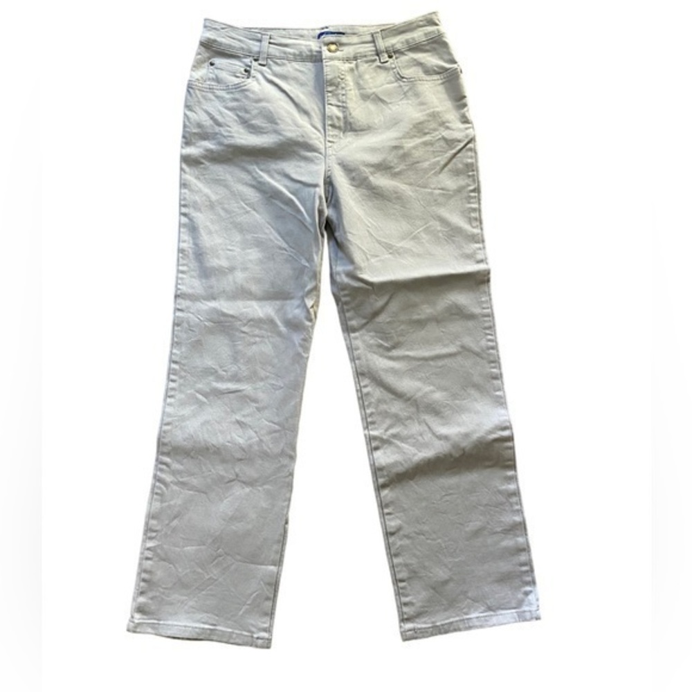 Kim Roger’s women’s beige mid rise straight leg denim jeans size 12S (short)